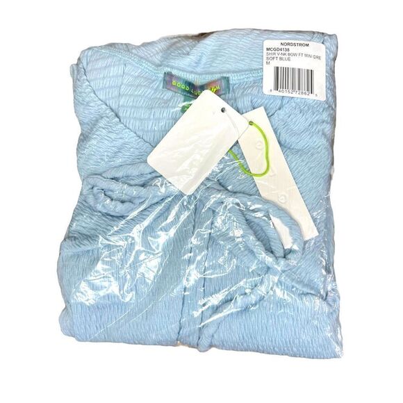 Good Luck Gem Puff Sleeve Mini Dress in Soft Blue - Picture 4 of 12